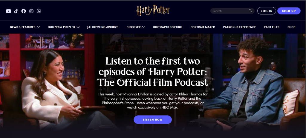 harrypotter.com — the official Harry Potter website that inspired me to start coding